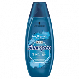 Schwarzkopf Zeemineralen en aloe vera haar, lichaam en gezicht 3 in 1 shampoo voor mannen