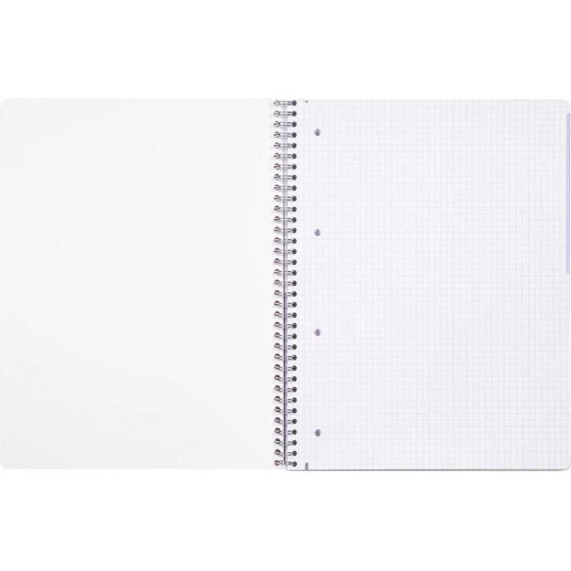 Duo Book cahier reliure intégrale A4+ 80 pages petits carreaux + 80 pages lignées détachables perforé 4 trous Rouge/Bleu - Bleu/rouge