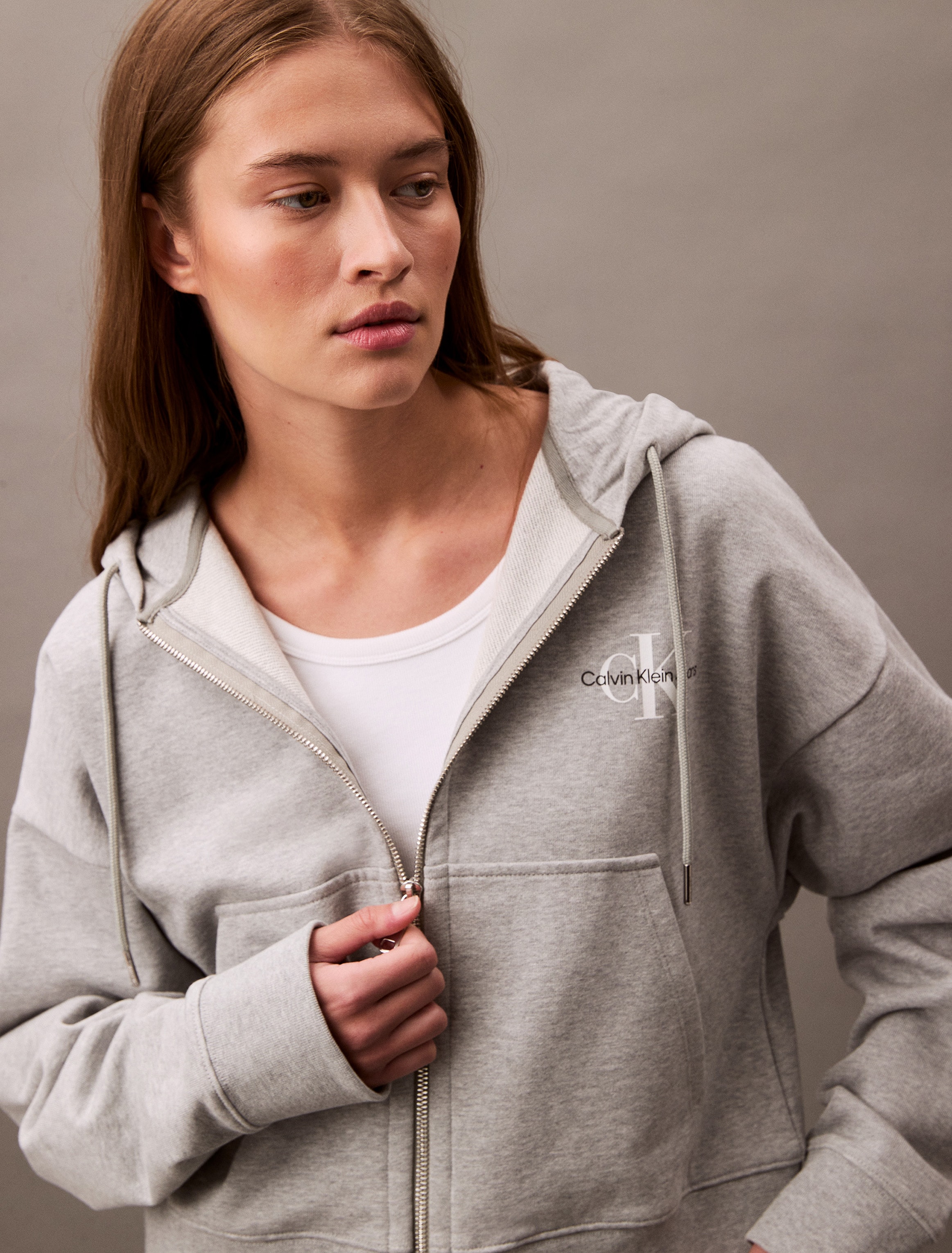 Calvin Klein Jeans Sweatjacke »MNLG FRNCH TRRY FZ B«, Mit Rundhalsausschnitt