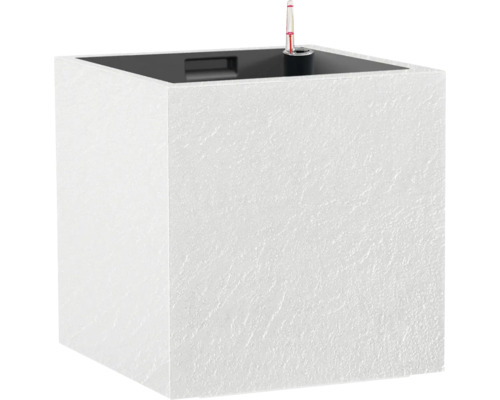 Cubico Stone plantenbak met plantenbak, kunststof, 27 x 27 x 27 cm, wit
