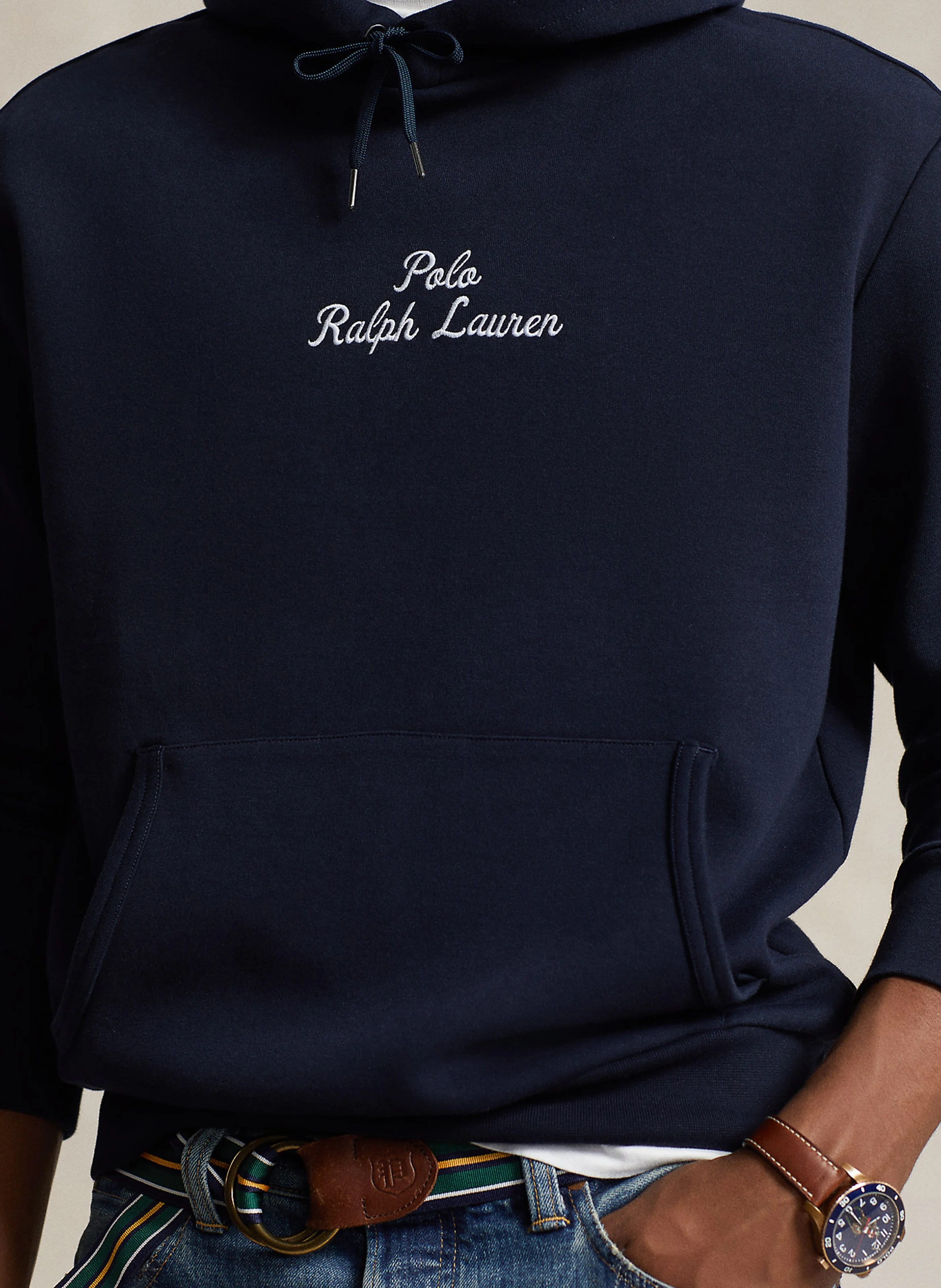 Sweat à capuche droit en coton mélangé | Bleu