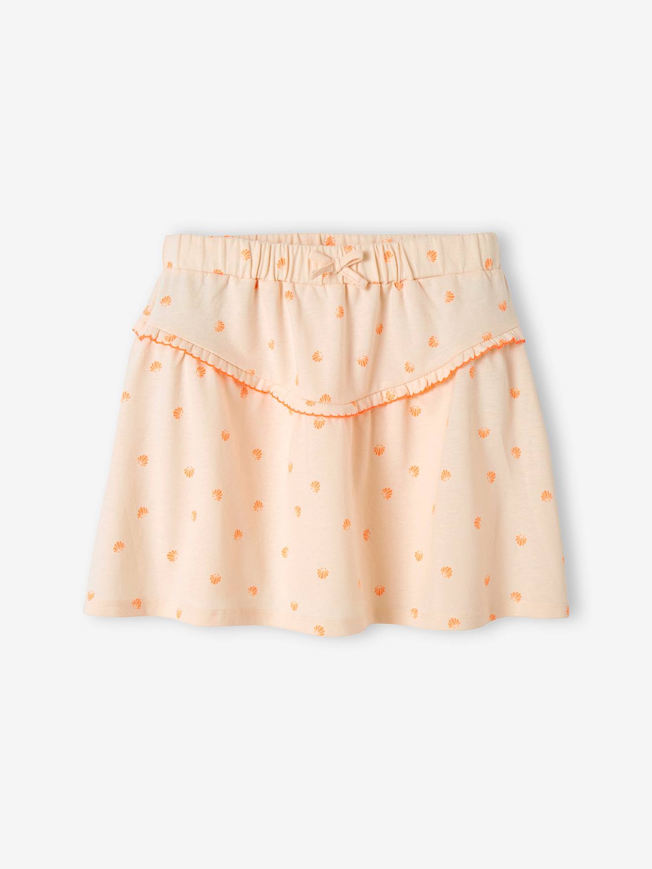 Saia rosa claro estampada com conchas para meninas
