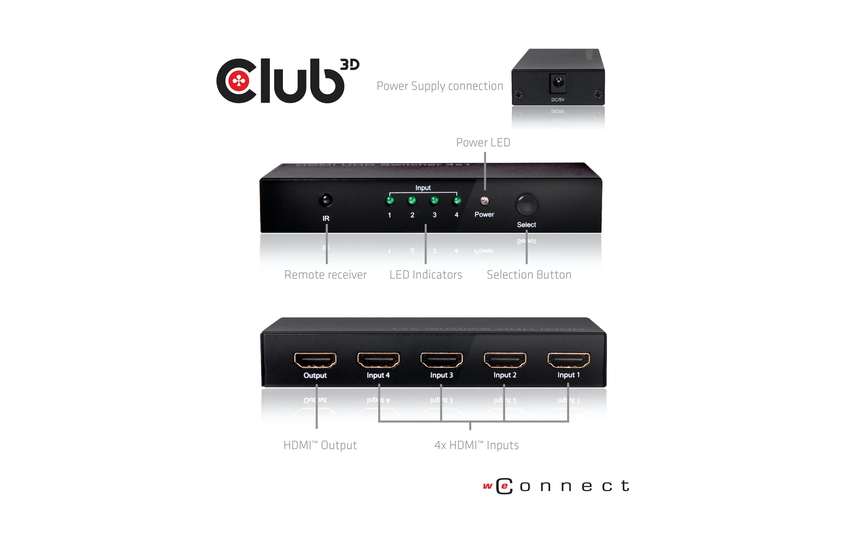 Switchbox HDMI 2.0 UHD, 4 PortHDMI 4K 60Hz UHD SwitchBox mit 4 Ports