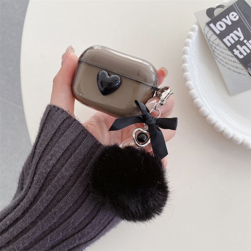 VanDi - Hartvormig lint met pompon voor AirPods / Pro-oortelefoonhoesje