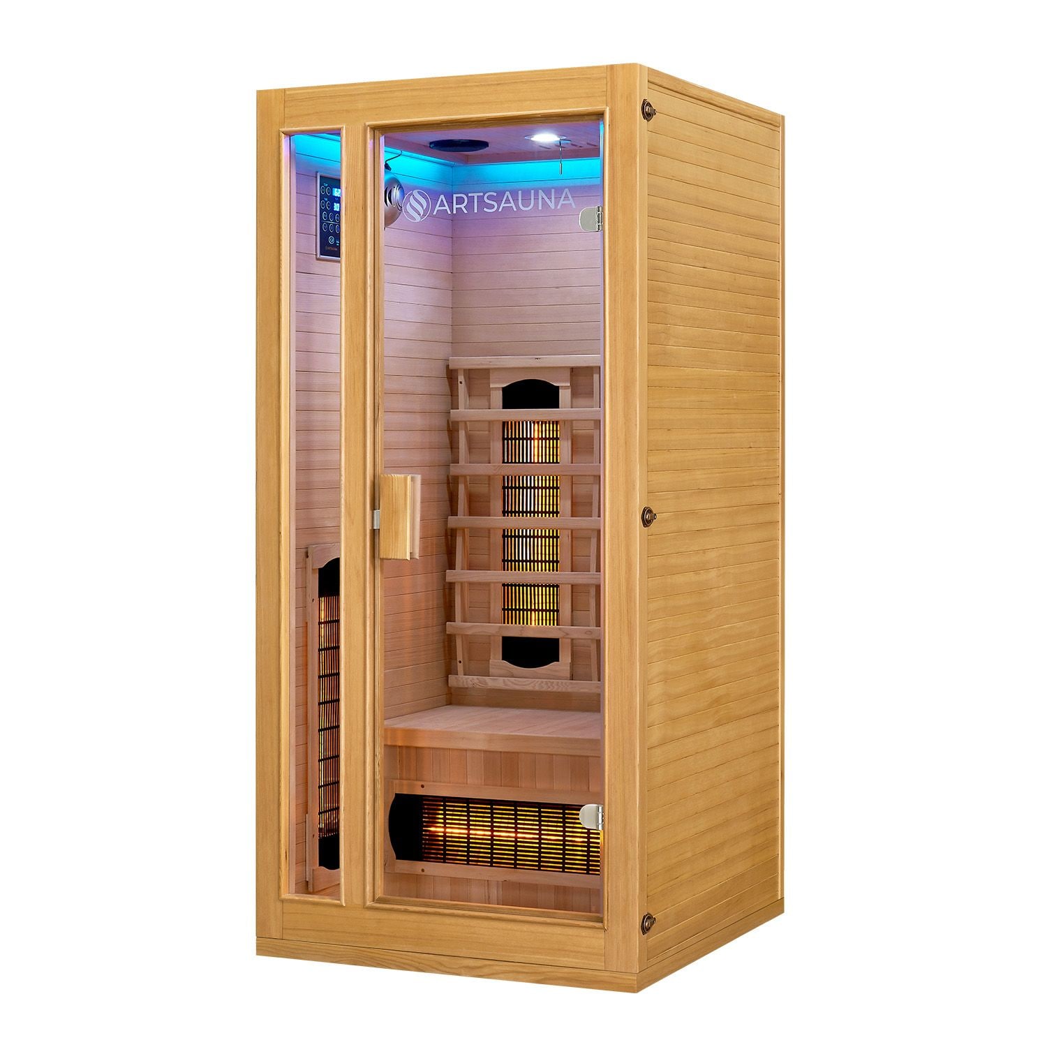 Artsauna Infrarotkabine Nyborg S90V Vollspektrumstrahler & Ambiente LED Beleuchtung – Kabine für 1
