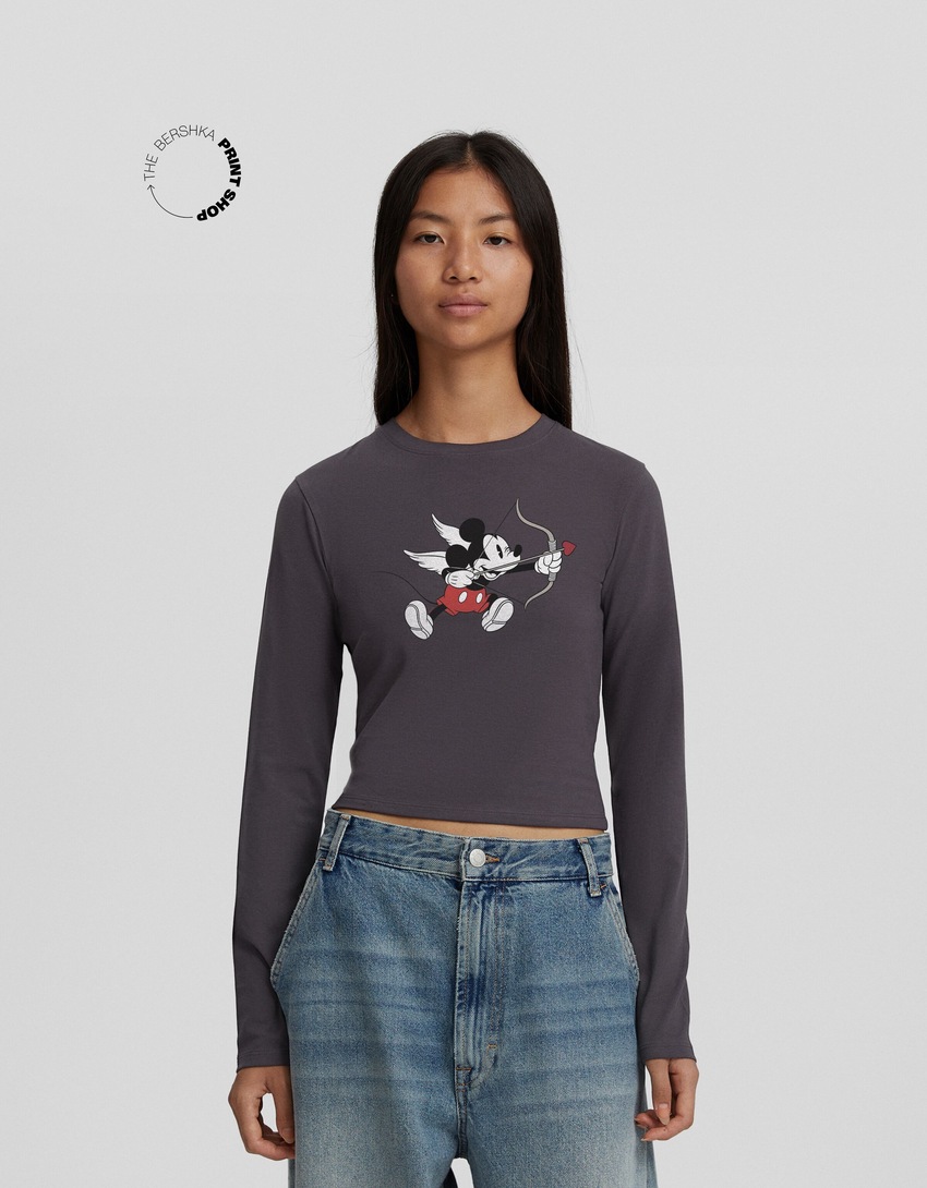 Camiseta de manga comprida com estampa do Mickey Mouse
