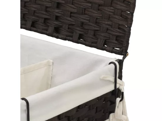 Panier à linge avec roulettes marron foncé 60x35x60,5