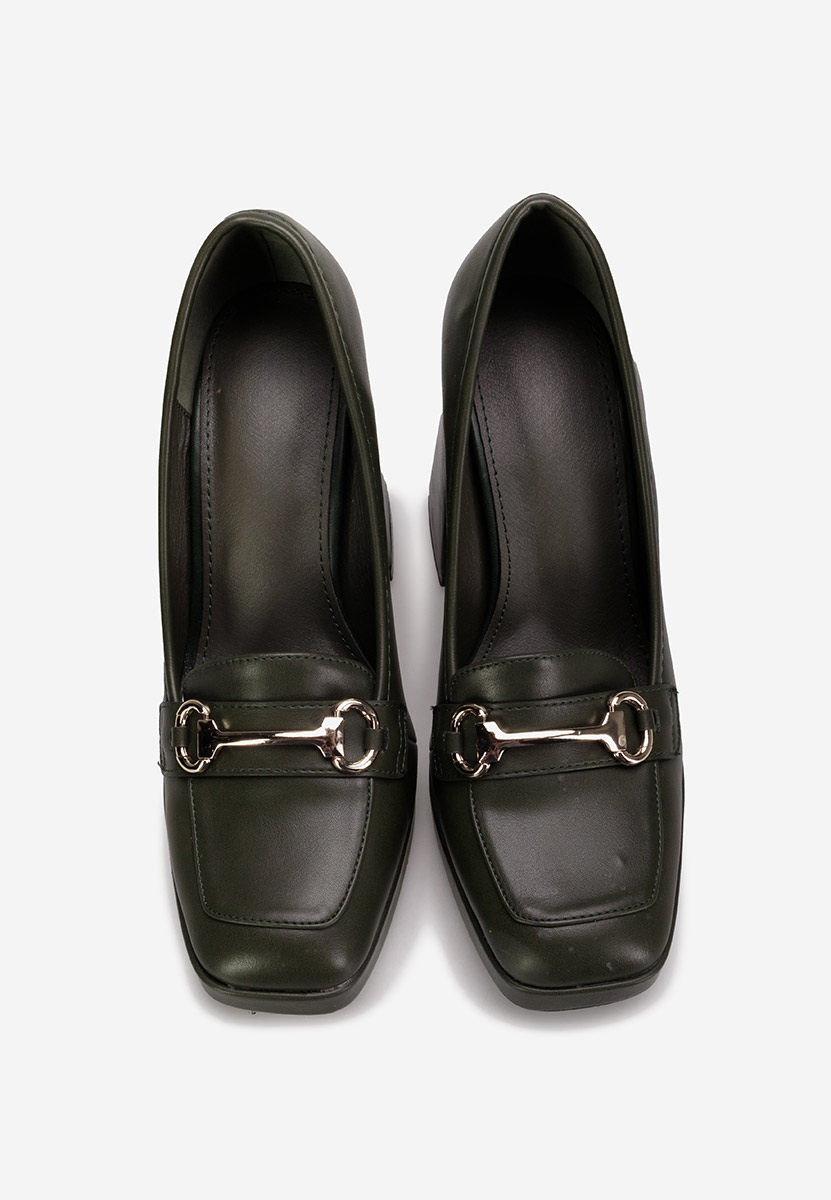 Mocassins à talon vert Madelyn