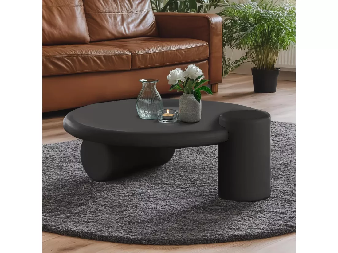 Table basse ronde asymétrique 100cm Yang Noir