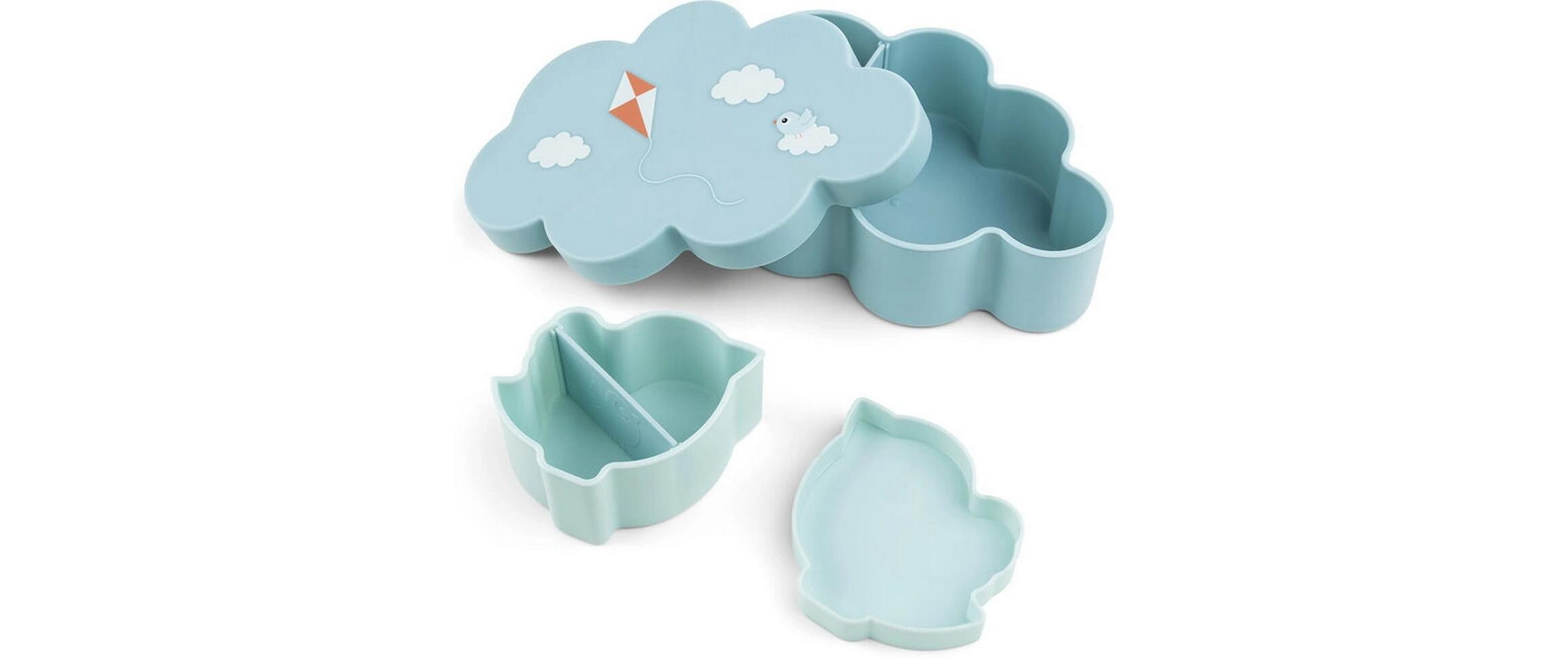Lunchbox mit Strohhlamflasche BlauSnack- und Lunchbox