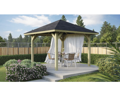 Karibu Achtrup paviljoen inclusief shingles, H-ankers 264,5 x 264,5 cm drukgeïmpregneerd