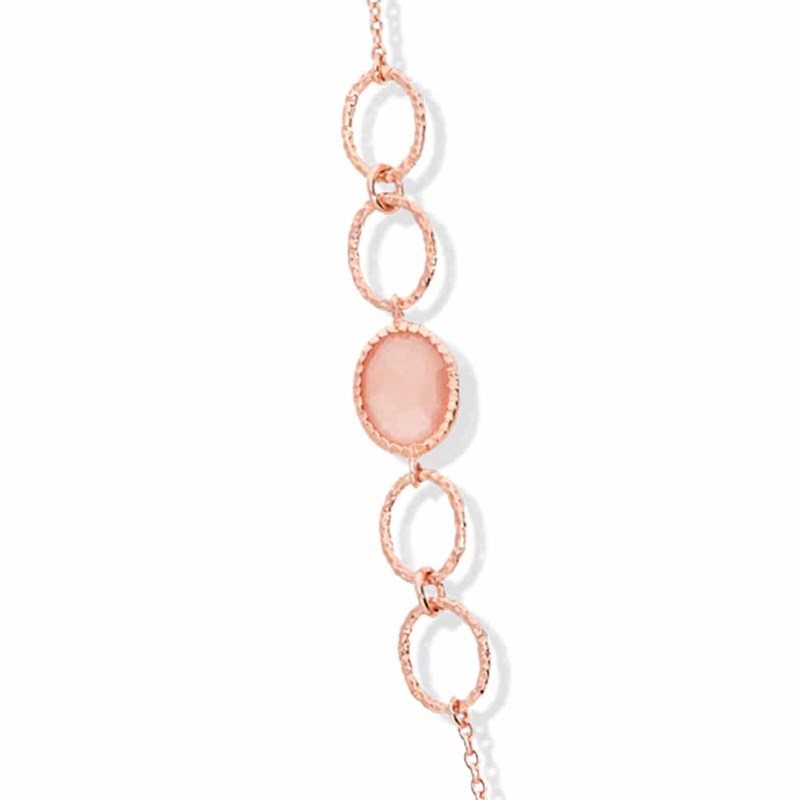 Collier Sautoir Argent Rose Pierres Rose