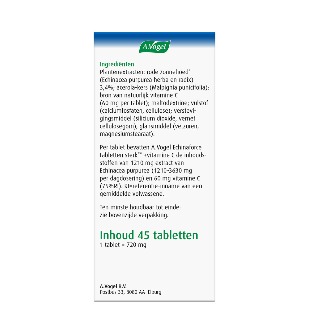 A.Vogel Echinaforce sterk + vitamine C (45 tabletten)