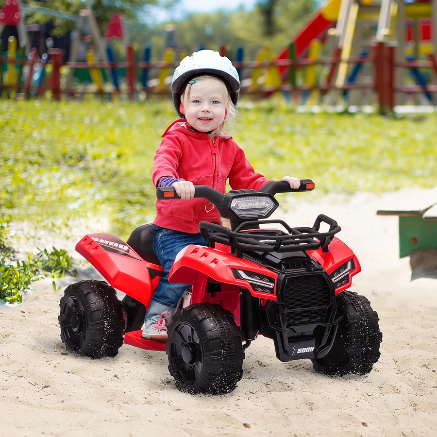 HOMCOM Elektroquad 6V Akku Elektroauto LED Frontlicht rot