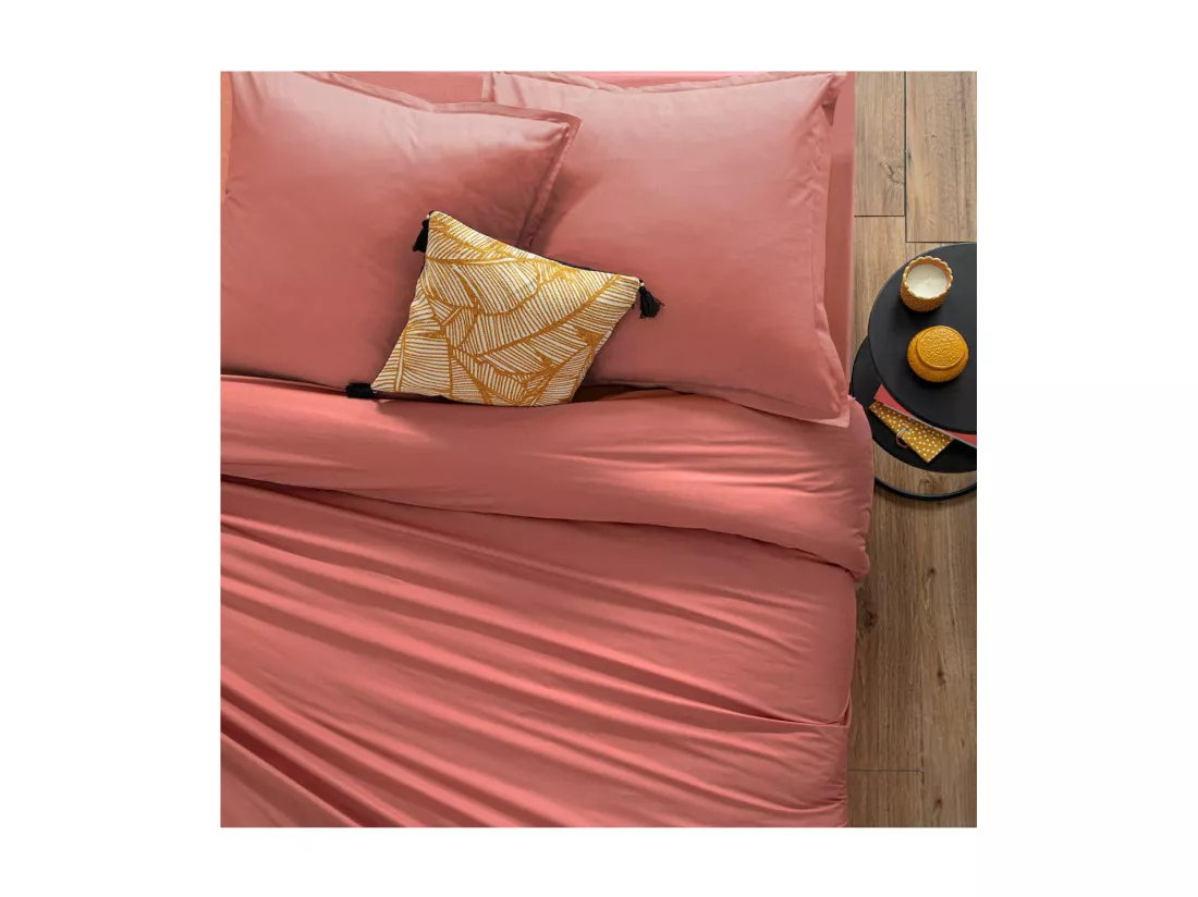 Housse de couette 1 Personne en Coton Rose blush 140 x 200 cm