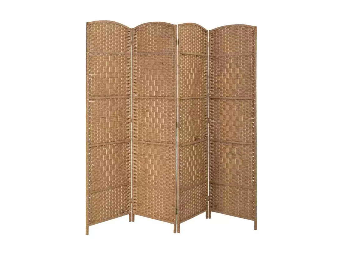 Paravent en osier 4 panneaux 50(x4)x3x180