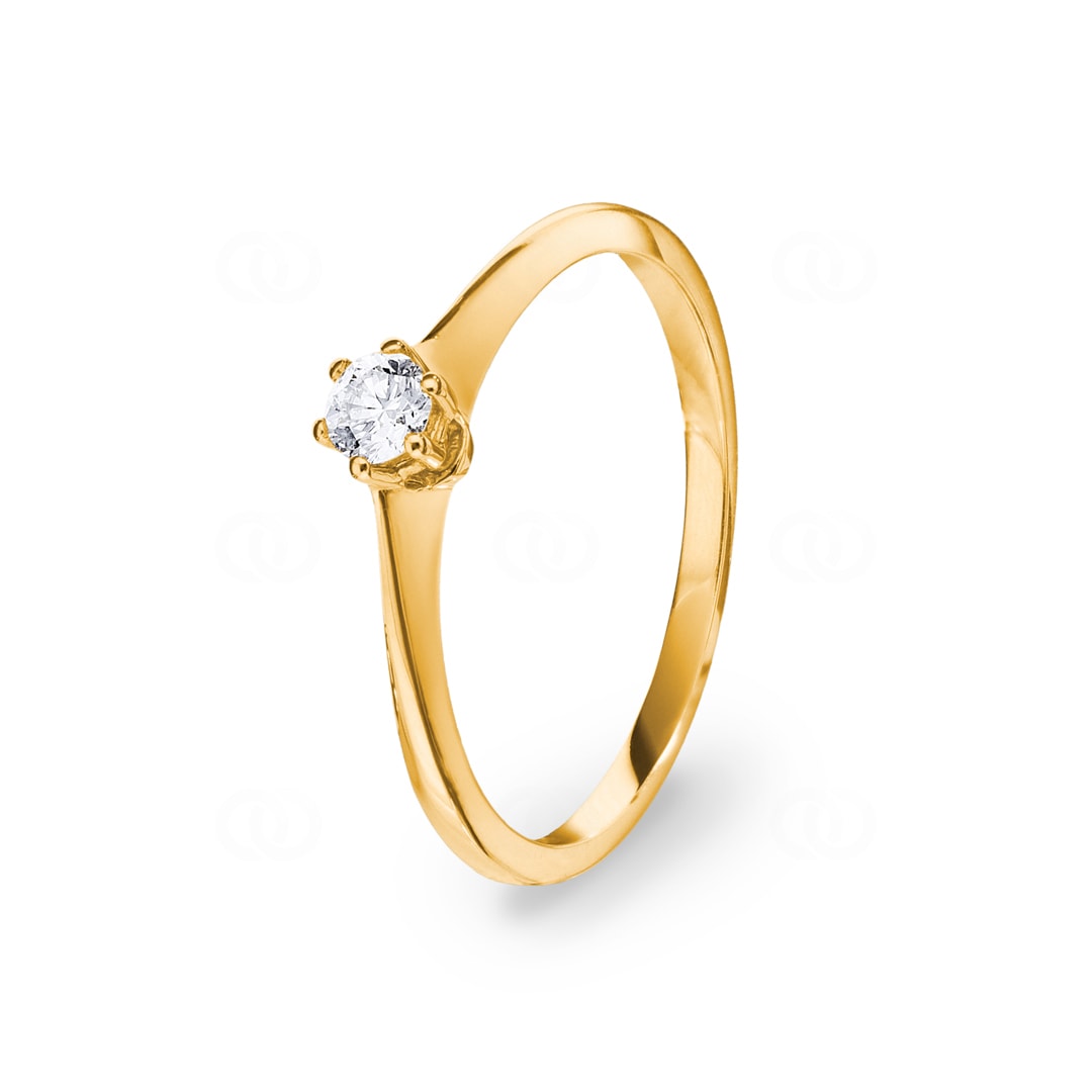 Verlobungsring 750/18 K Gelbgold mit Diamant 0.14 ct H/si