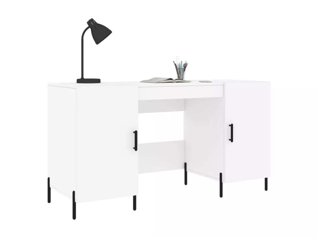 Bureau blanc 140x50x75 cm bois d'ingénierie
