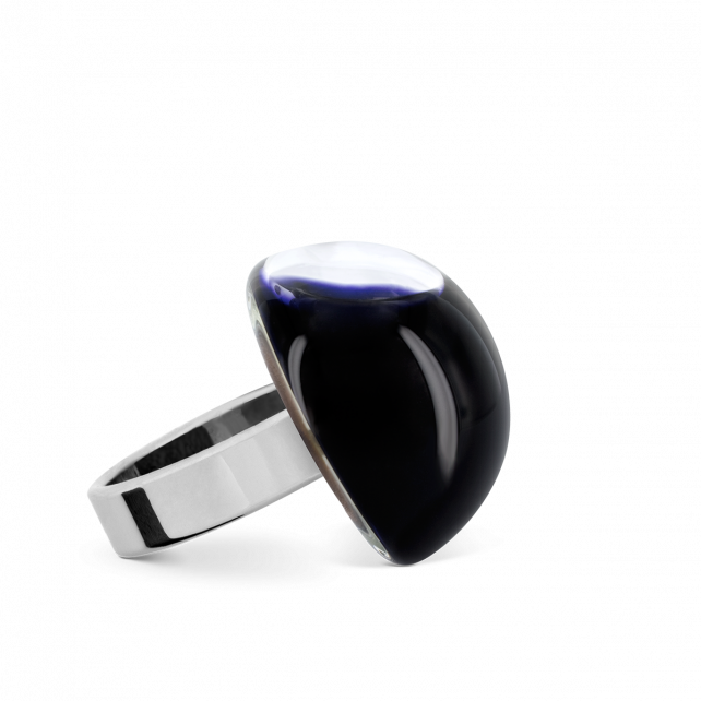 Bague en verre soufflé - Dome Mini Milk