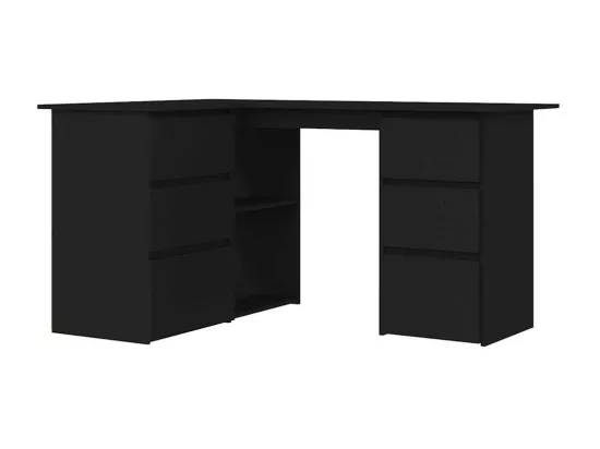 Bureau d'angle Noir 145x100x76 cm Bois d'ingénierie