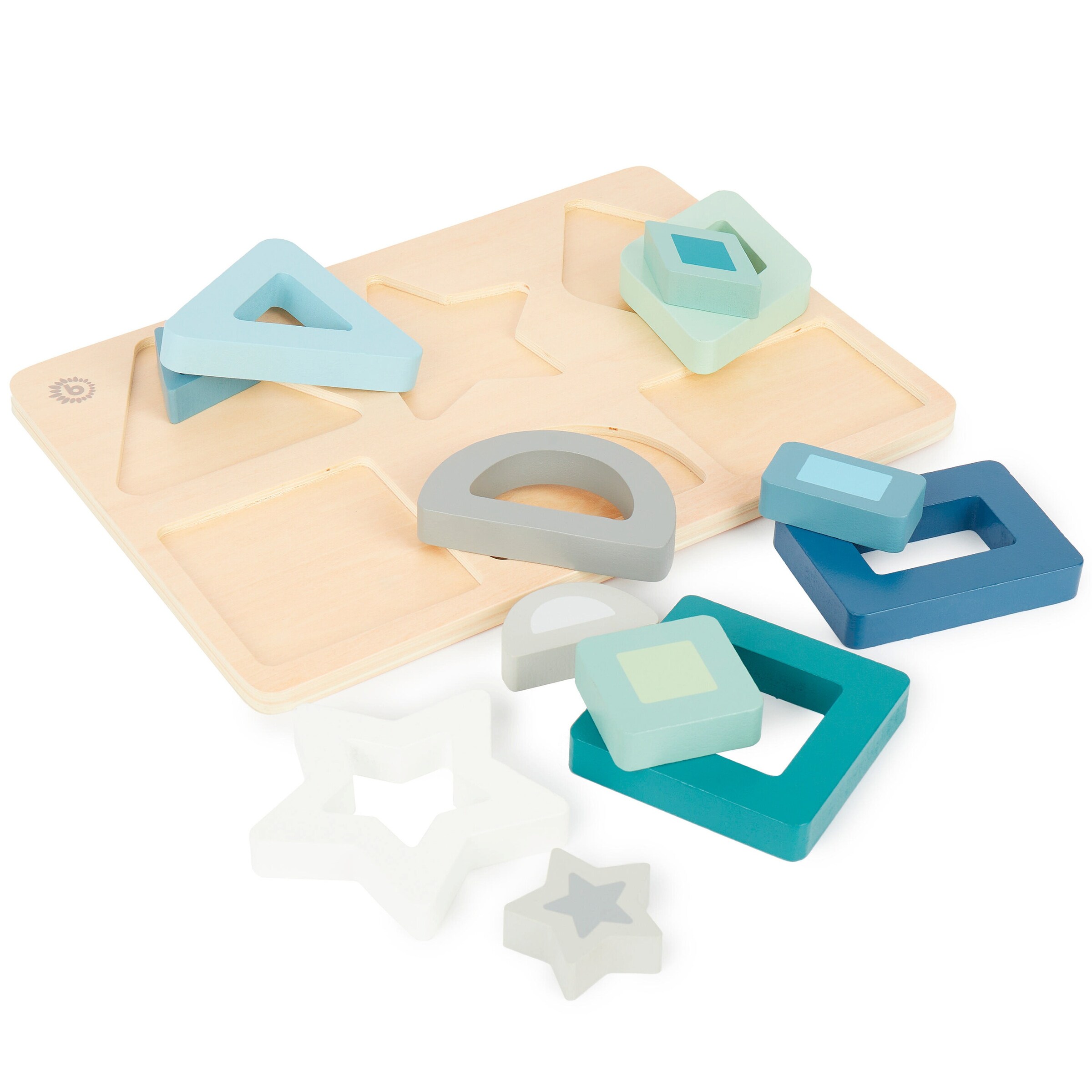 Bieco Geometrisches Puzzle aus Holz - ab 12 Monate Blau