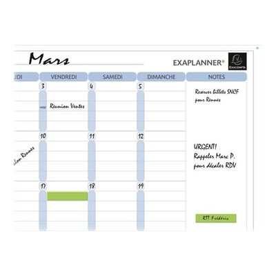 Exacompta - Planning mensuel magnétique - effaçable à sec - 90 x 59 cm