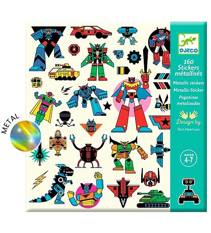 Djeco Klisterm?rker - Metallic - 160 stk. - Robots