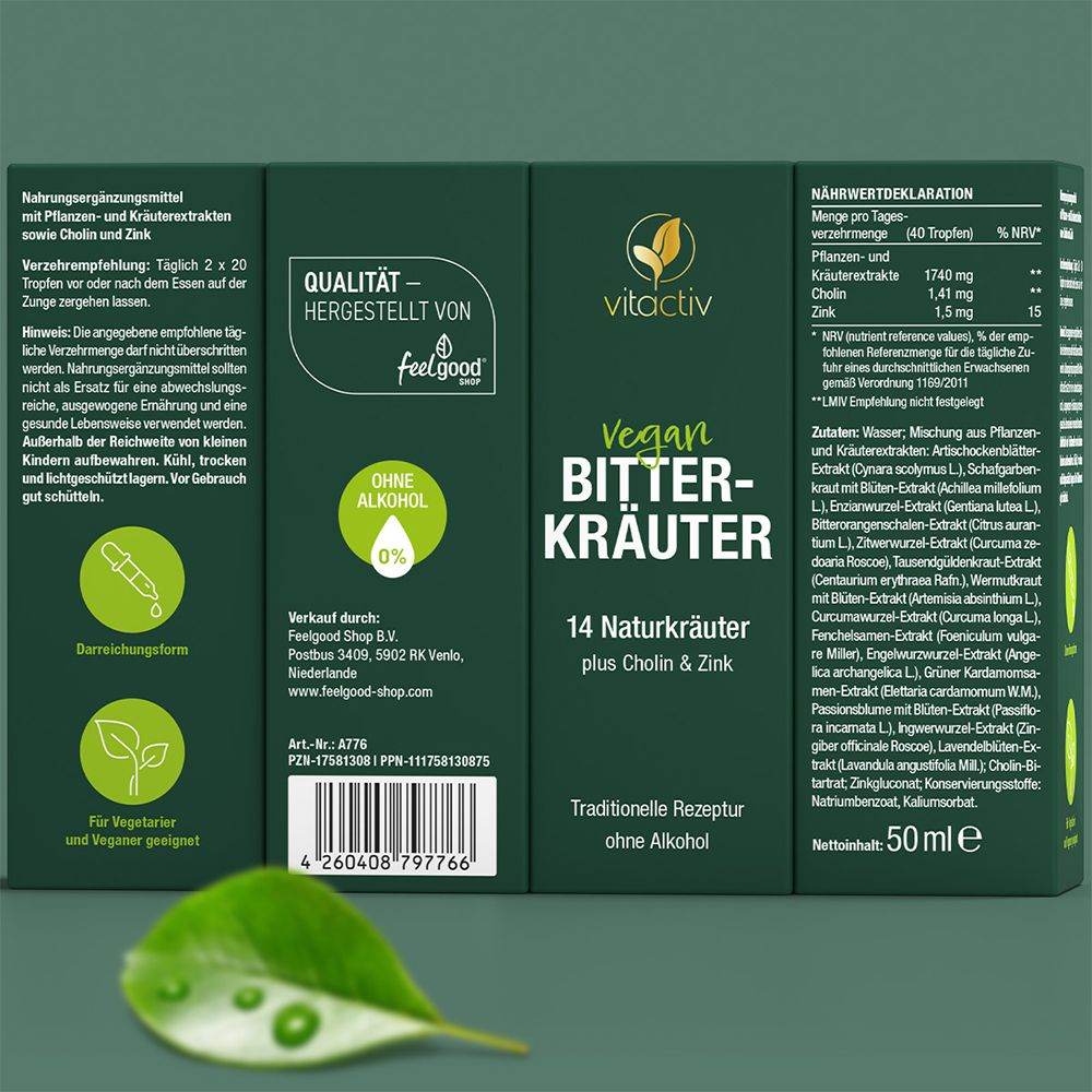 Vitactiv Bitterkräuter Tropfen ohne Alkohol