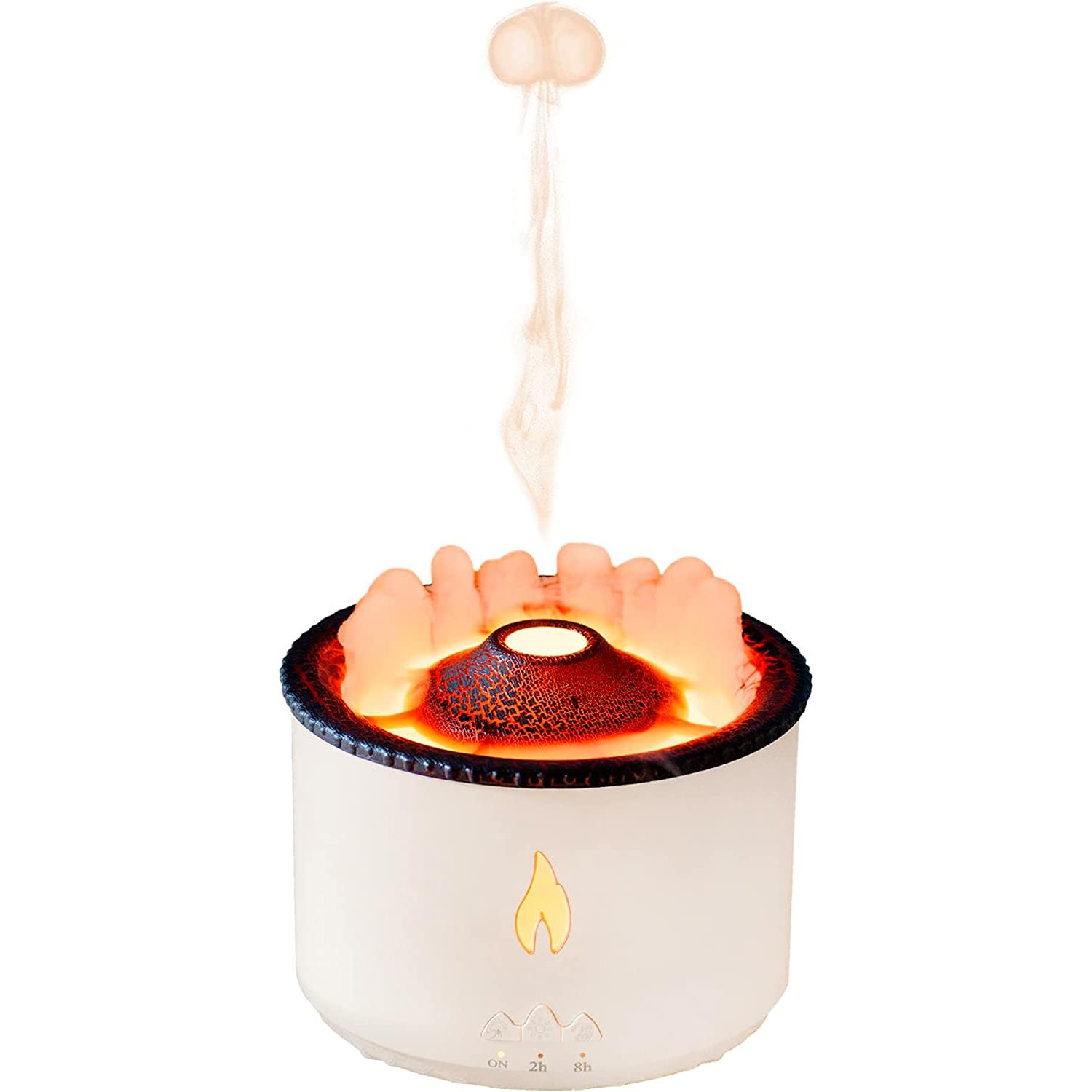 (300ml) Vulkan Luftbefeuchter Aroma Öl Diffuser mit LED Beleuchtung - Weiss / Schwarz