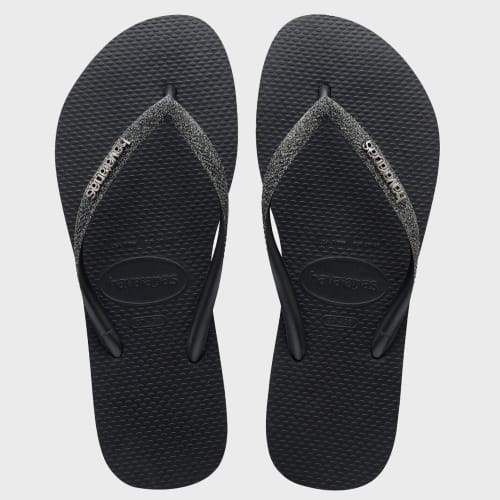 Tongs Femme Glitter Noir