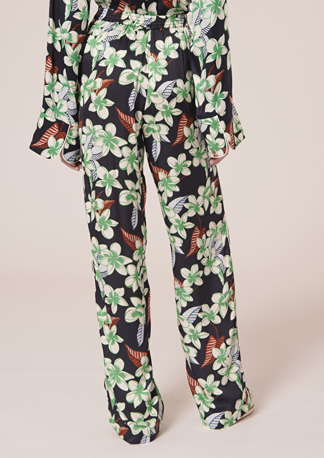 Pantalon Porticciobleu nuit à motif fleurs