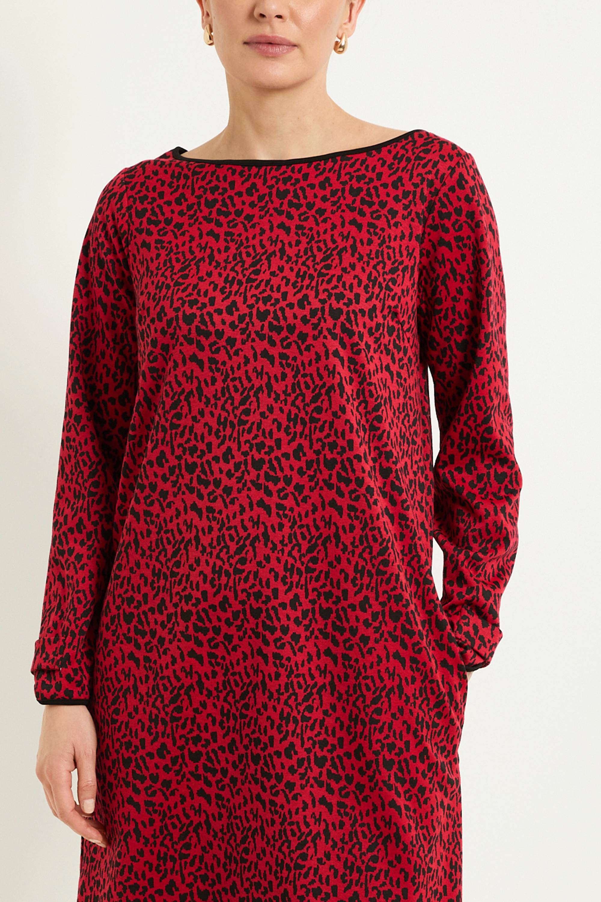 Wallis Robe Droite À Fermeture Éclair En Ponte Jacquard Léopard
