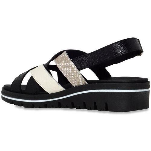Piesanto - SANDALIA MUJER CUÑA DE PIEL Y ANTE VELCRO Blanco