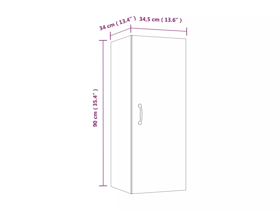 Armoire murale suspendue Noir 34,5x34x90 cm Bois d'ingénierie
