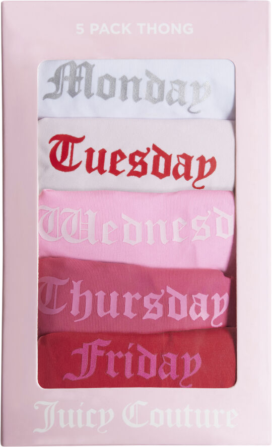 Juicy Couture MON-FRI GOTHIC THONG Multi- wht,c.bloss,c.candy,r.sorbet, red
