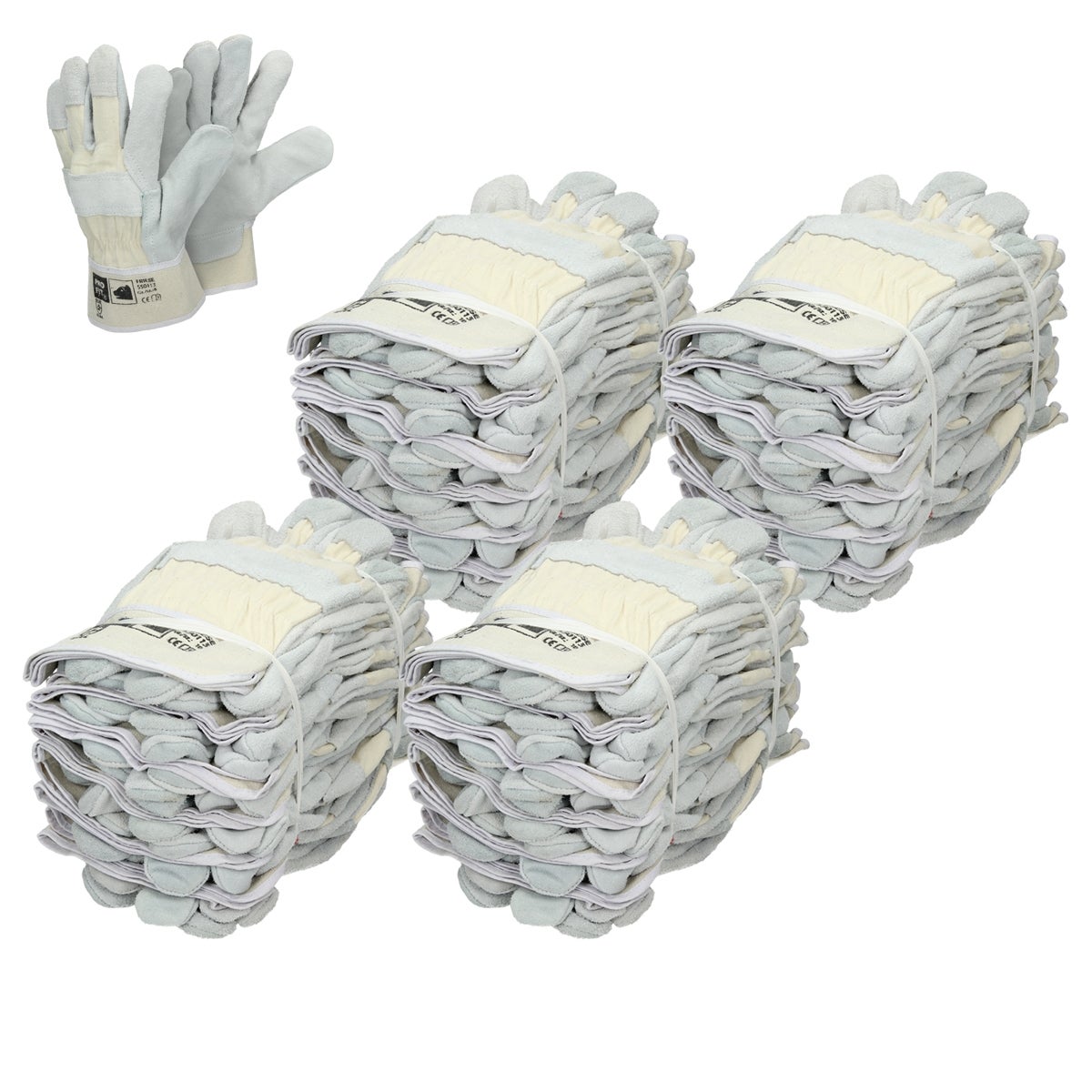 ECD Duitsland 48 paar Pro-Fit® Split Rundleer Handschoenen, Maat 10 / XL - Naturel - Canvas Manchet - Leren Werkhandschoenen, Split Rundleer Beschermende Handschoenen, Tuinhandschoenen, Handbeschermingshandschoenen - Aantal Selecteerbaar