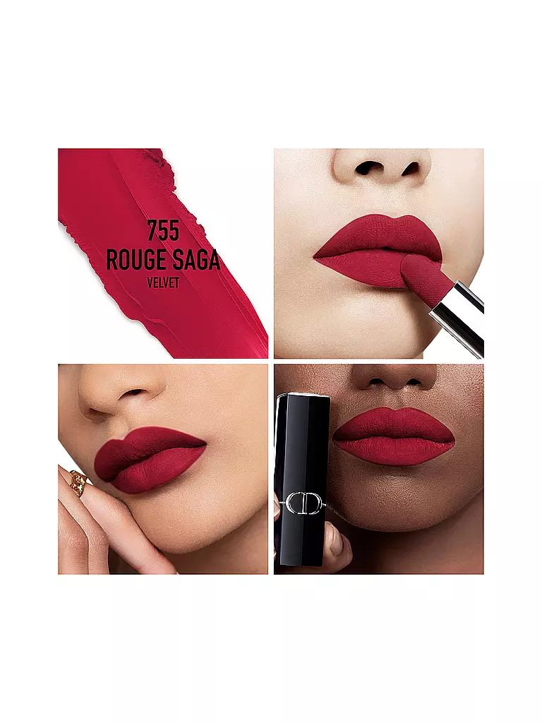 DIOR Lippenstift - Rouge Dior Velvet Lipstick (755 Rouge Saga) dunkelrot