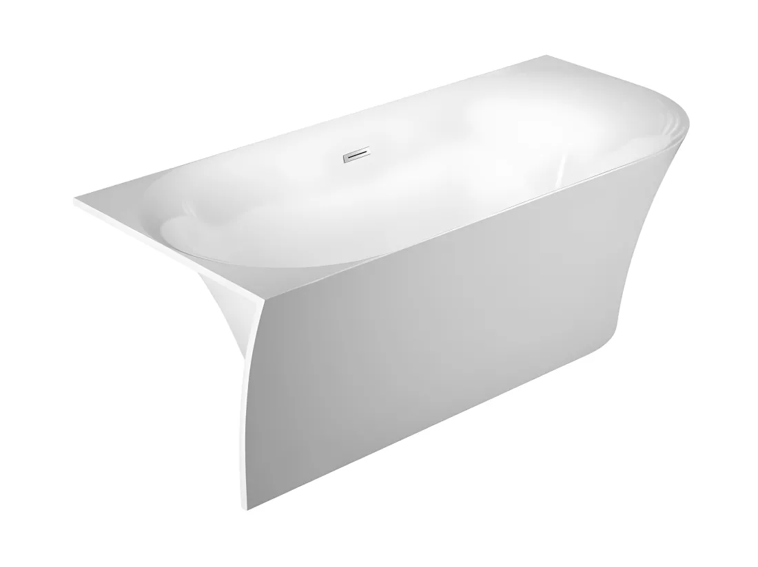 Baignoire design ovale semi-îlot ELIZABETH blanche 170 cm Angle à gauche