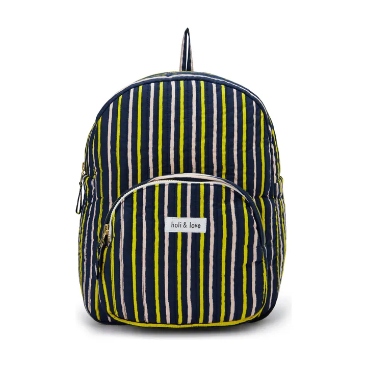 Holi & Love Sac à Dos Rayure Coton Bio | Noir