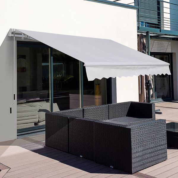 Outsunny Toldo Manual com Manivela À Prova D 'Água 3.5x2.5m Poliéster