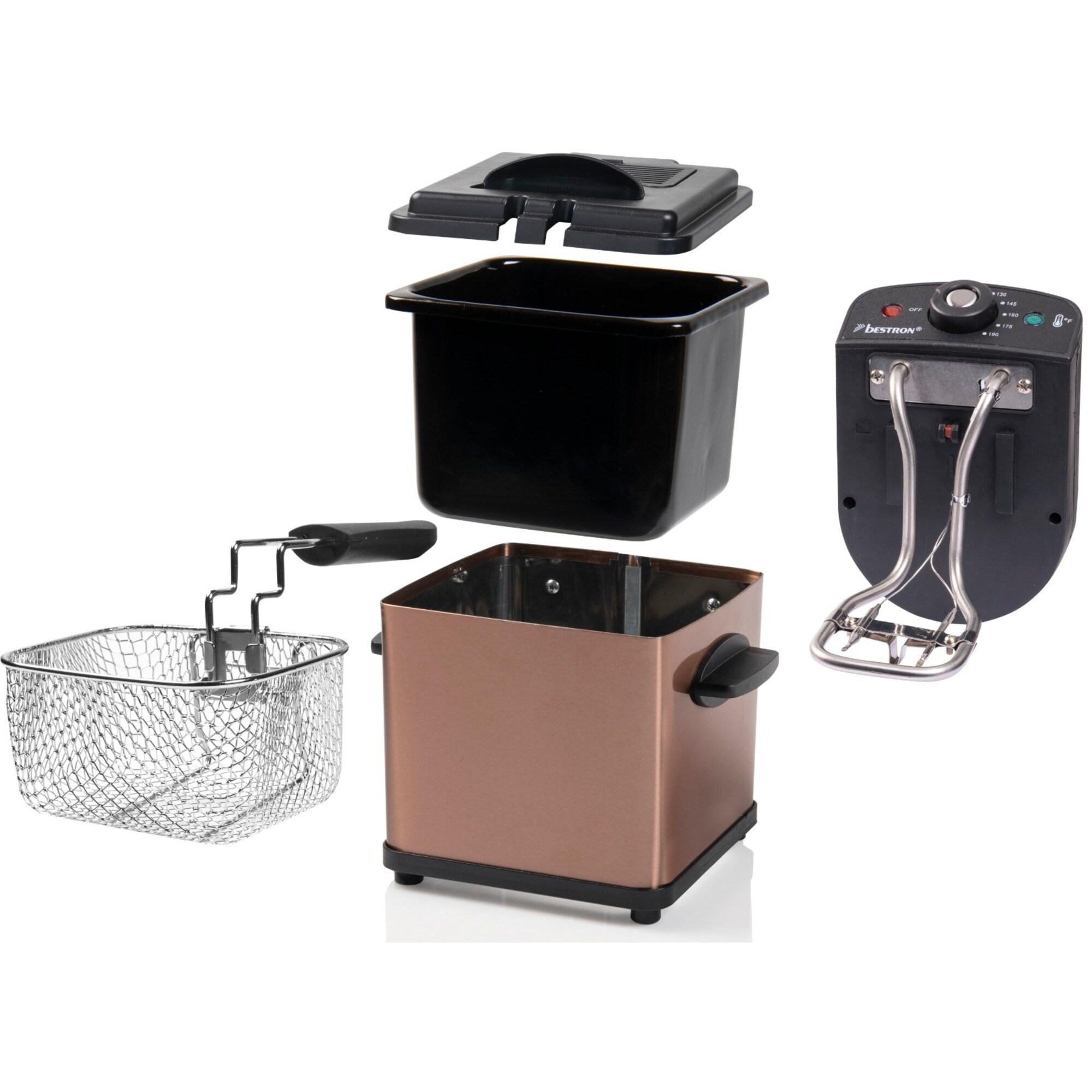 Bestron Fritteuse Mini Fritteuse AF100CO, mit Kaltzonen-Technik