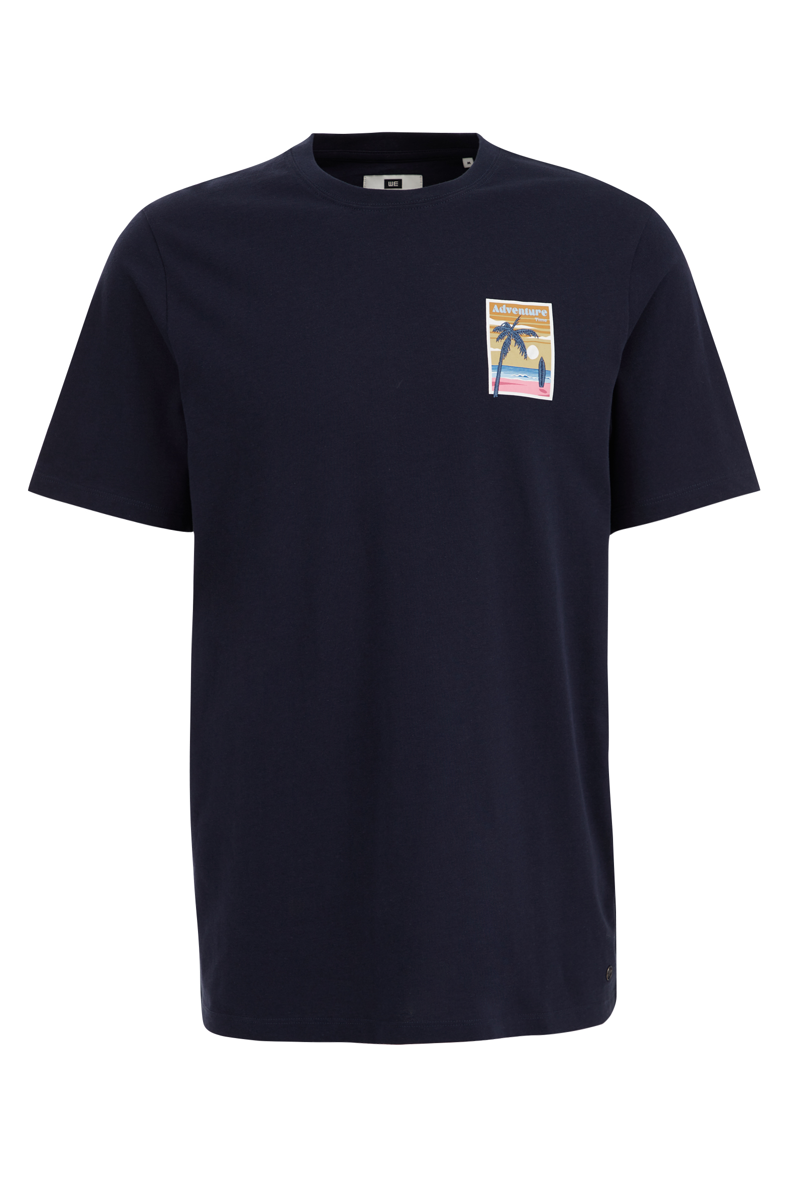 T-shirt met opdruk WE Fashion Donkerblauw