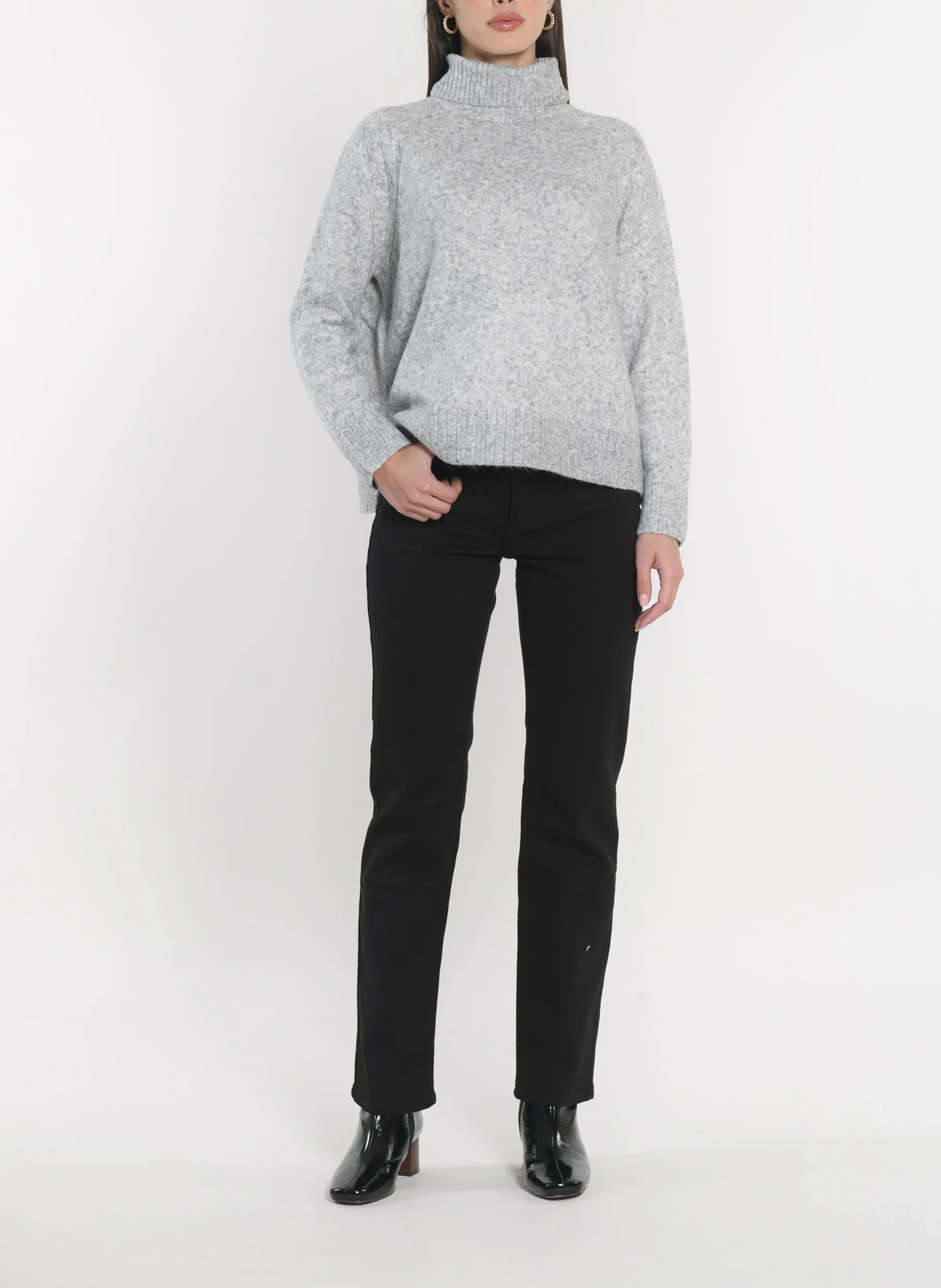 JOANA - Pull ample col roulé| Gris