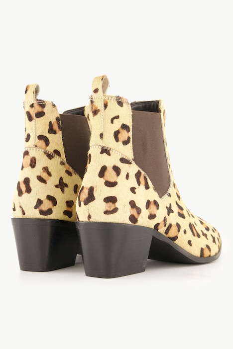 Leder-Stiefeletten, Leomuster, Weite H