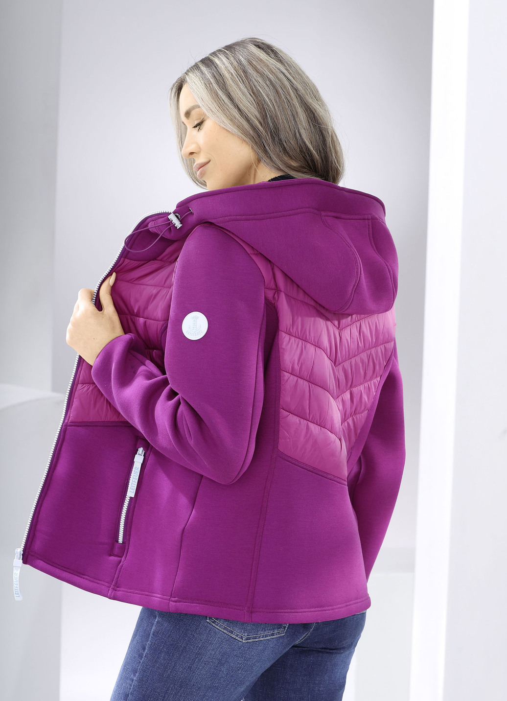 Jacke im Materialmix