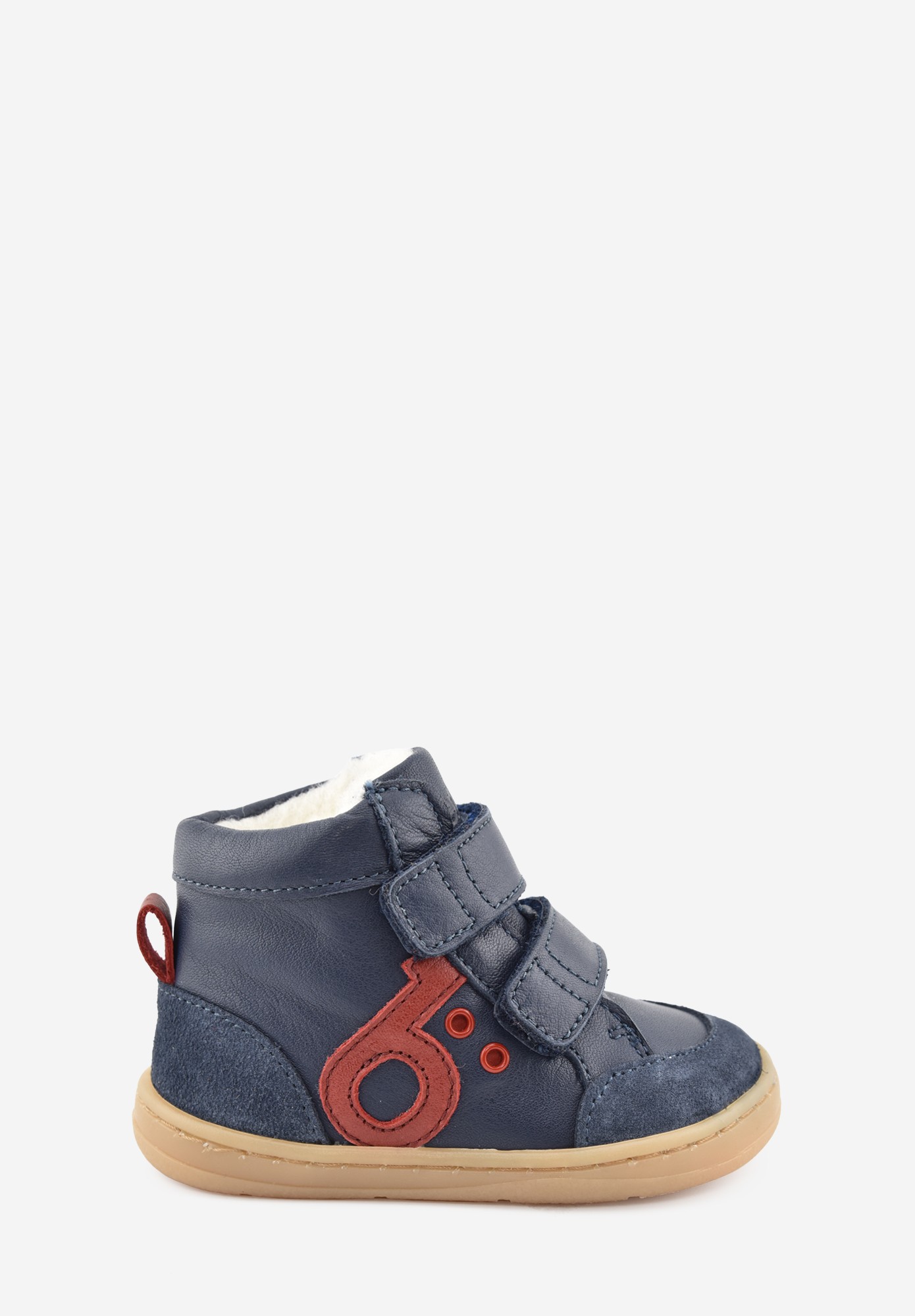 Aubépine High logo Barefoot Wollfutter erste Schritte Blau Rot