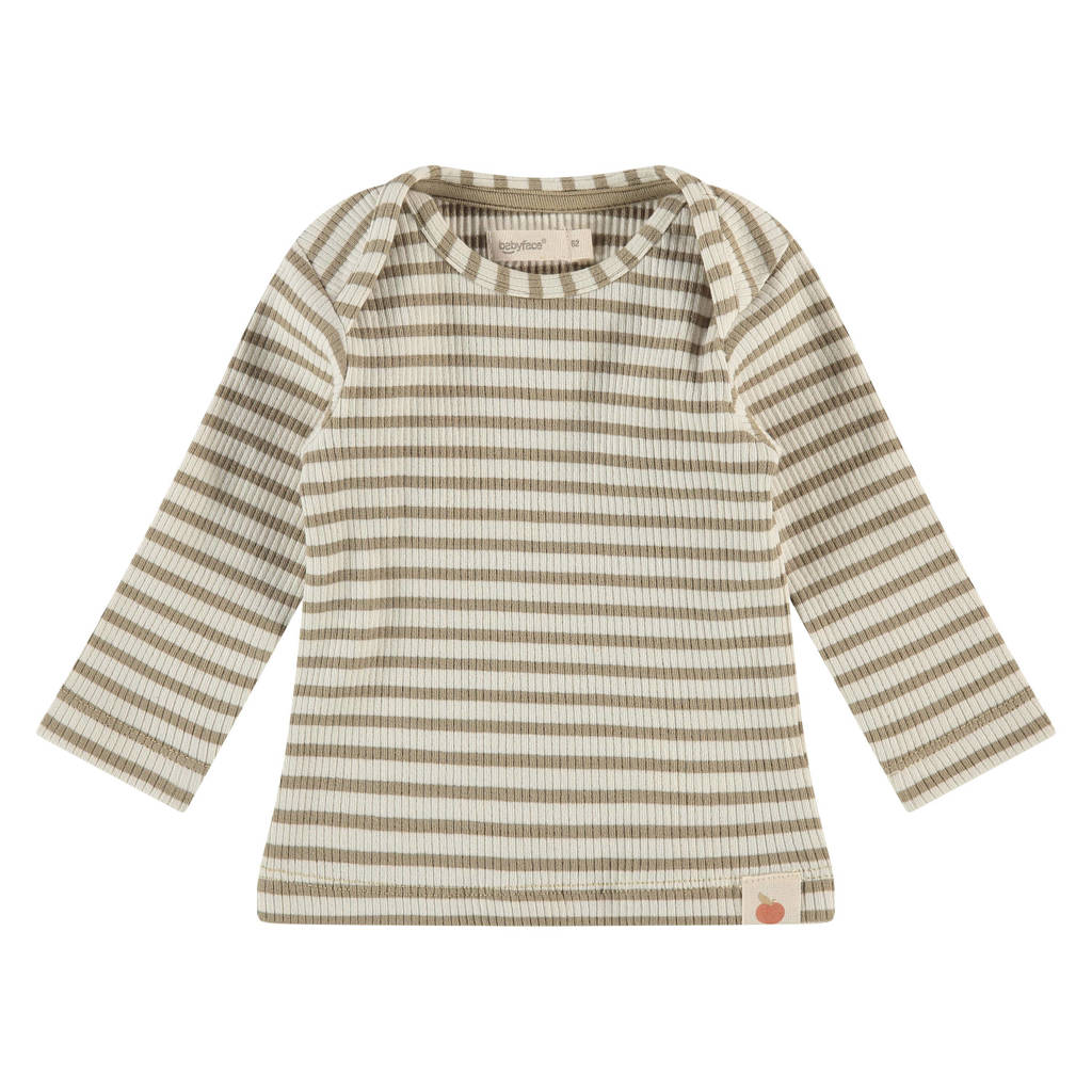 Babyface baby gestreepte longsleeve mosgroen/ecru