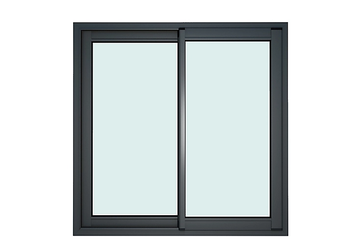 Fenêtre alu 2 vantaux coulissant GoodHome gris - l.140 x h.135 cm