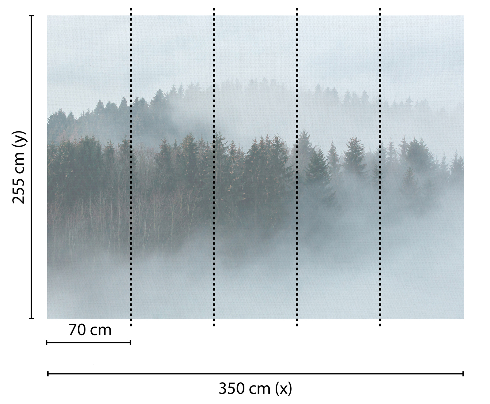 Fototapete DESIGNWALLS - Wald - weiß-grün - 2,55 Meter