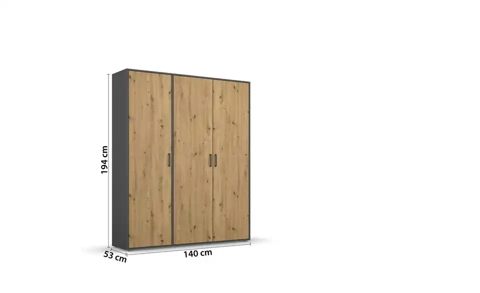 Drehtürenschrank Absetzung: Grau 140 cm 3 Stück